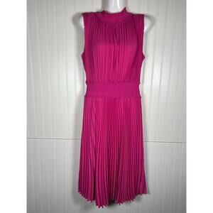 Nanette hot  Pink Acordian Pleat Size 10  Lined Smocked Dress easter holiday ￼